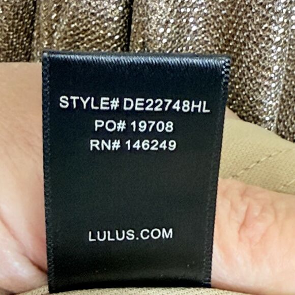 Lulus Keeps Getting Better Gold Sparkle Strappy Skater Mini Dress Women's Small - Picture 9 of 9